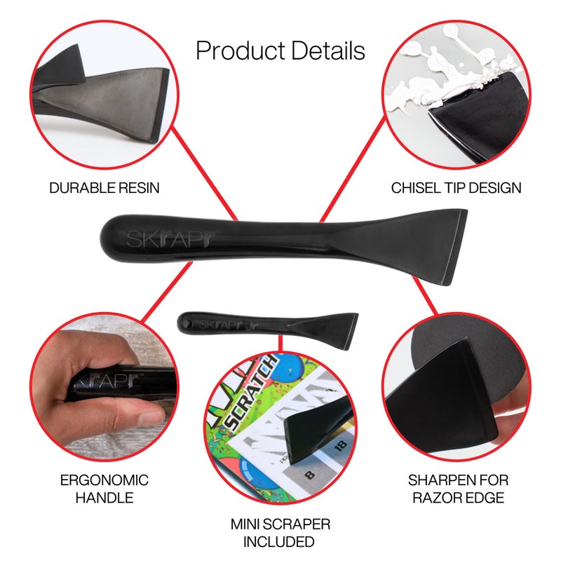 THE SKrAPr Plastic Scraper - 2 Pack - Non Scratch Cleaning Tool for Kitchens, Countertops, Windows, Walls, Floors, Cars, Mailboxes - Remove Food, Adhesive, Caulking, Stickers, Labels, Decals, Tape - Image 4